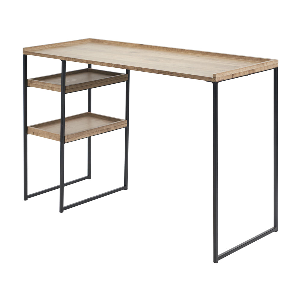 Product photograph of Olivia S Candice Natural Wood Veneer And Black Metal Desk from Olivia's.