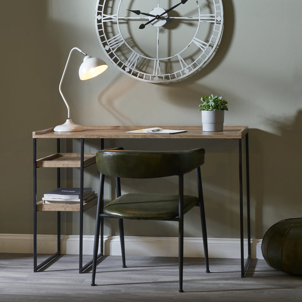 Product photograph of Olivia S Candice Natural Wood Veneer And Black Metal Desk from Olivia's.