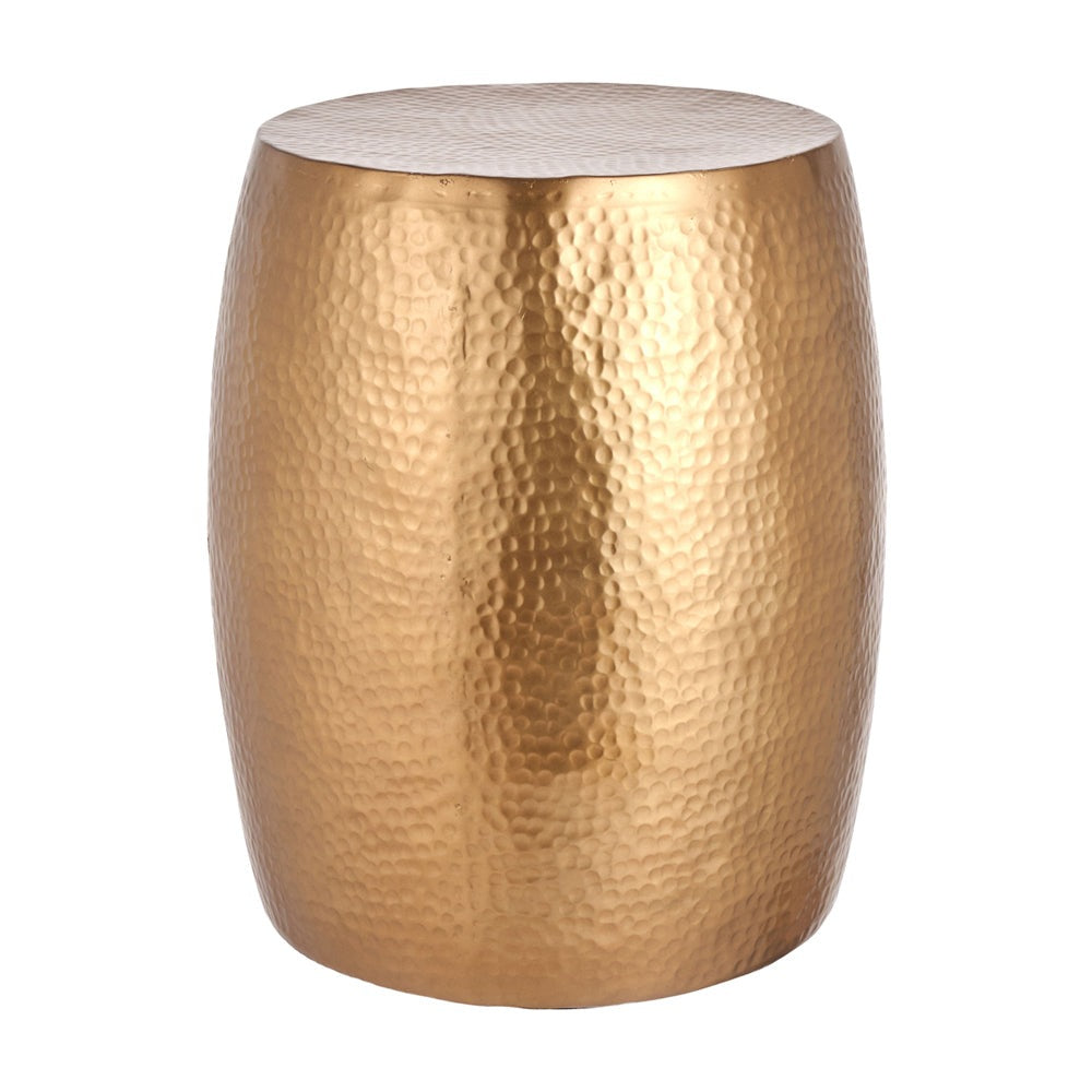 Product photograph of Olivia S Sammie Hammered Metal Stool In Antique Brass from Olivia's