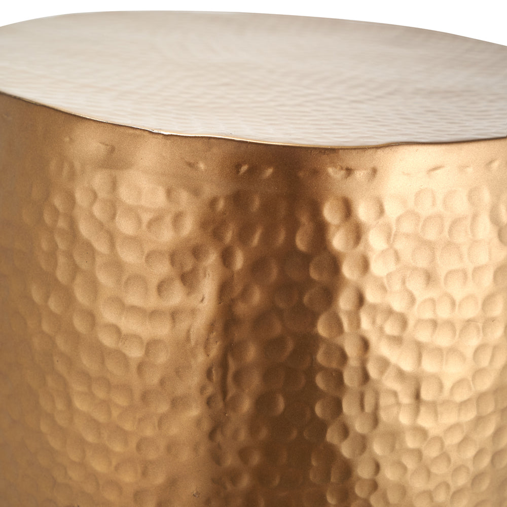 Product photograph of Olivia S Sammie Hammered Metal Stool In Antique Brass from Olivia's.