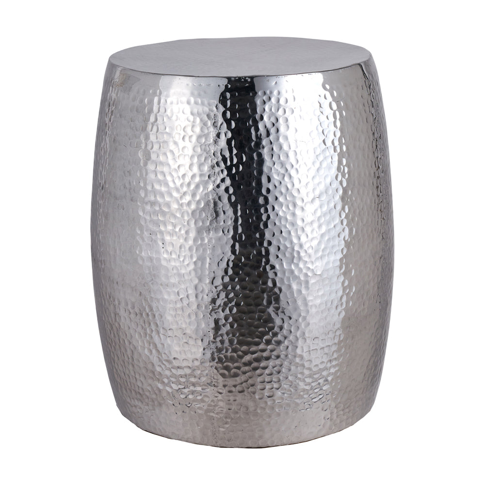 Product photograph of Olivia S Mimi Hammered And Polished Round Stool In Aluminium from Olivia's