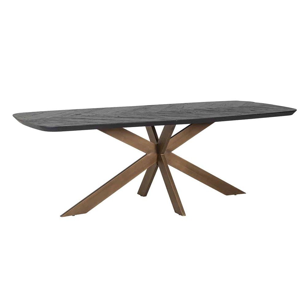 Richmond Hayley Dining Table In Coffee Brown Brass 230cm