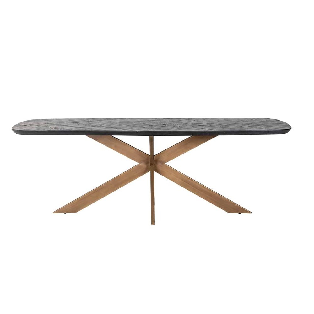 Product photograph of Richmond Hayley Dining Table In Coffee Brown Brass 230cm from Olivia's.