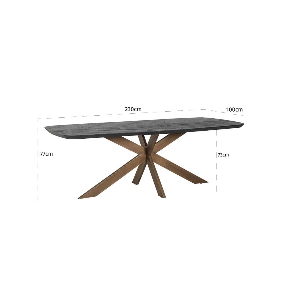 Product photograph of Richmond Hayley Dining Table In Coffee Brown Brass 230cm from Olivia's.