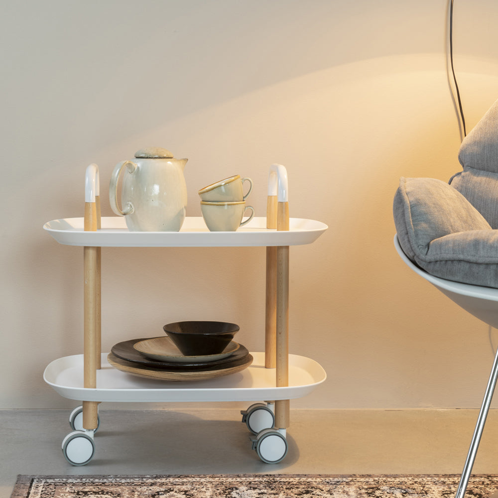 Product photograph of Olivia S Nordic Living Collection - Canute Trolley In White from Olivia's.