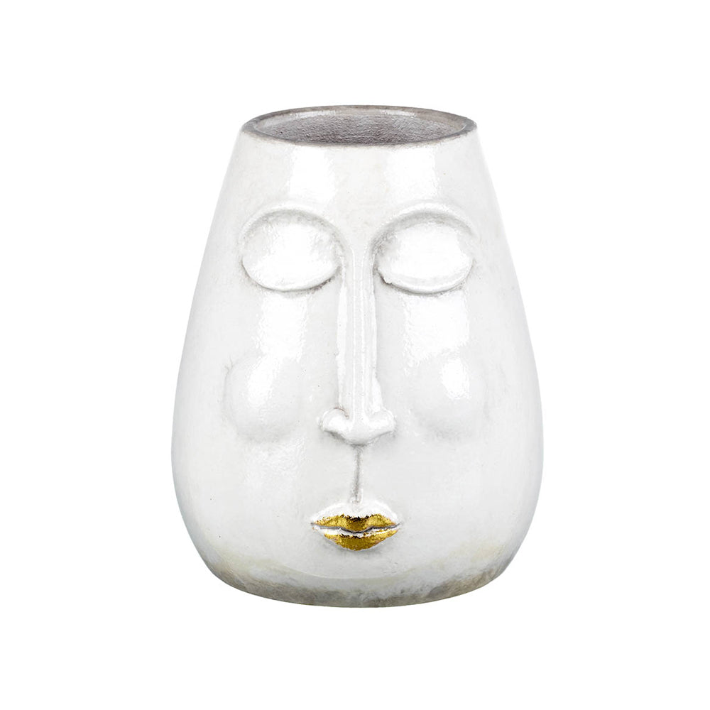 Product photograph of Olivia S Lippy Vase White And Gold from Olivia's