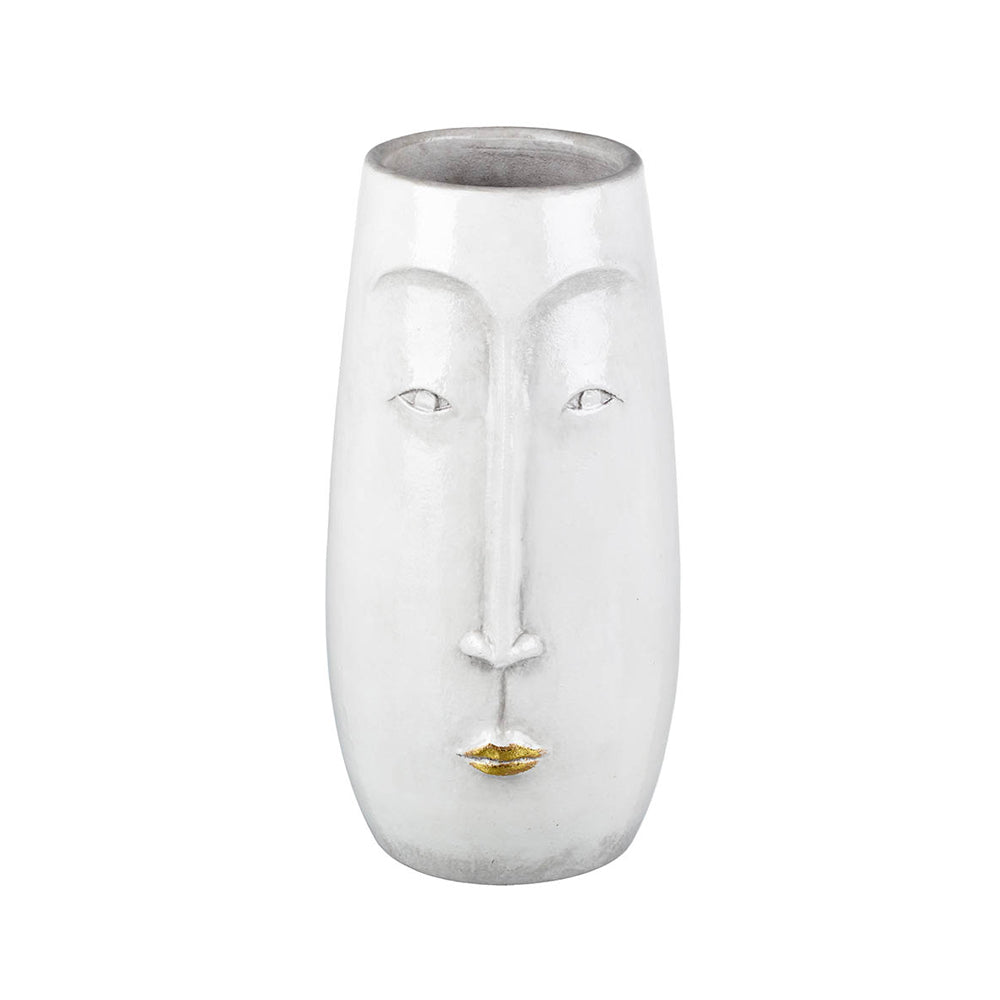 Olivias Lippy Vase Open Eyes White And Gold