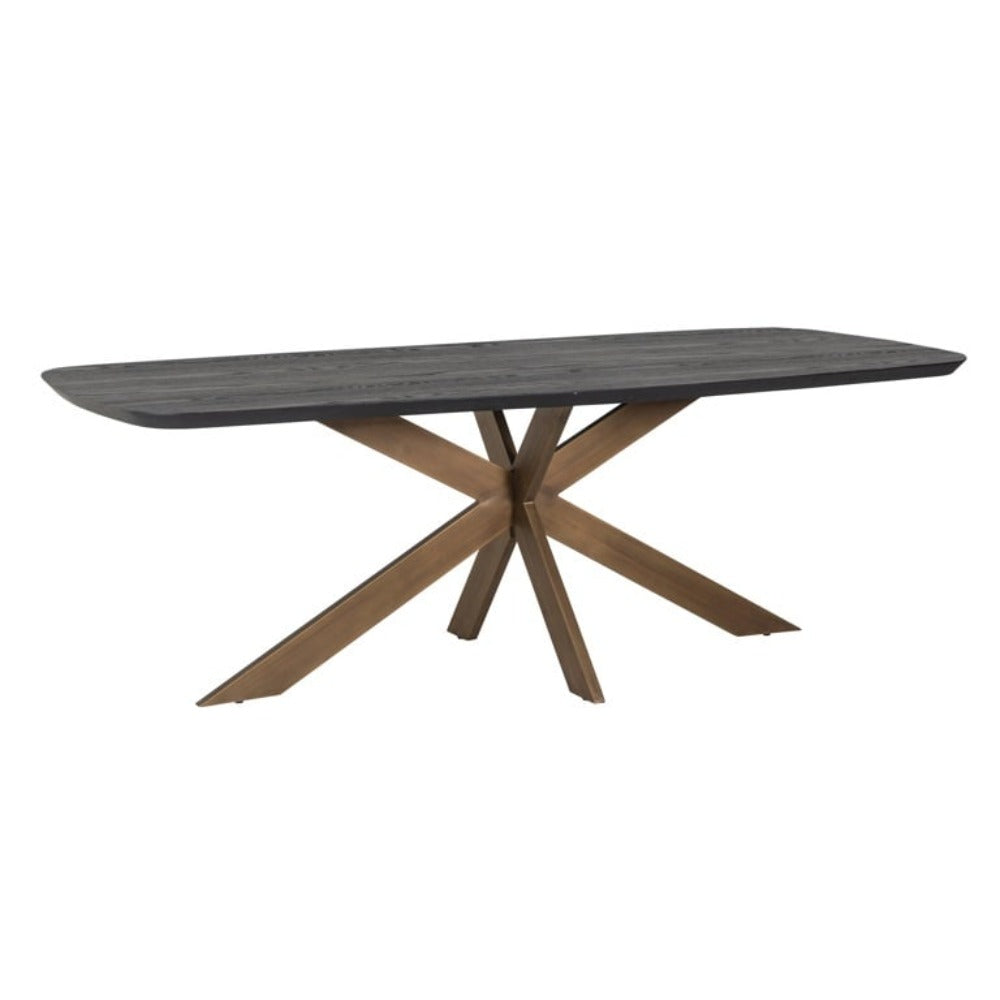 Product photograph of Richmond Cambon Danish Oval Dining Table In Coffee Brown Brass 230cm from Olivia's.
