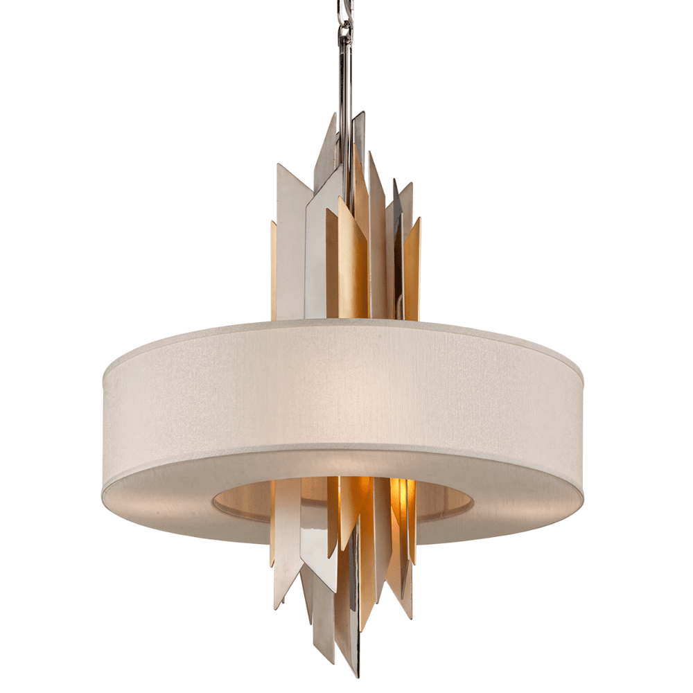 Hudson Valley Lighting Modernist 6lt Pendant In Polished Stainless Steel Gold Leaf