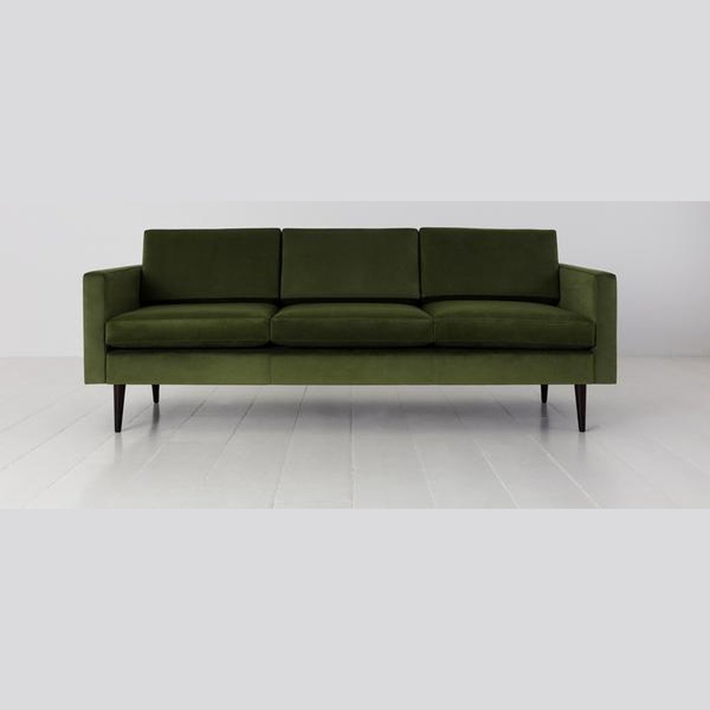 Swyft Model 01 Velvet 3 Seater Sofa In Vine