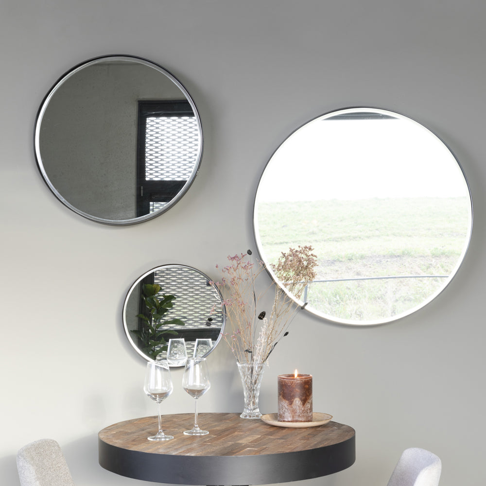 Product photograph of Olivia S Nordic Living Collection - Rane Mirror In Black Small from Olivia's.