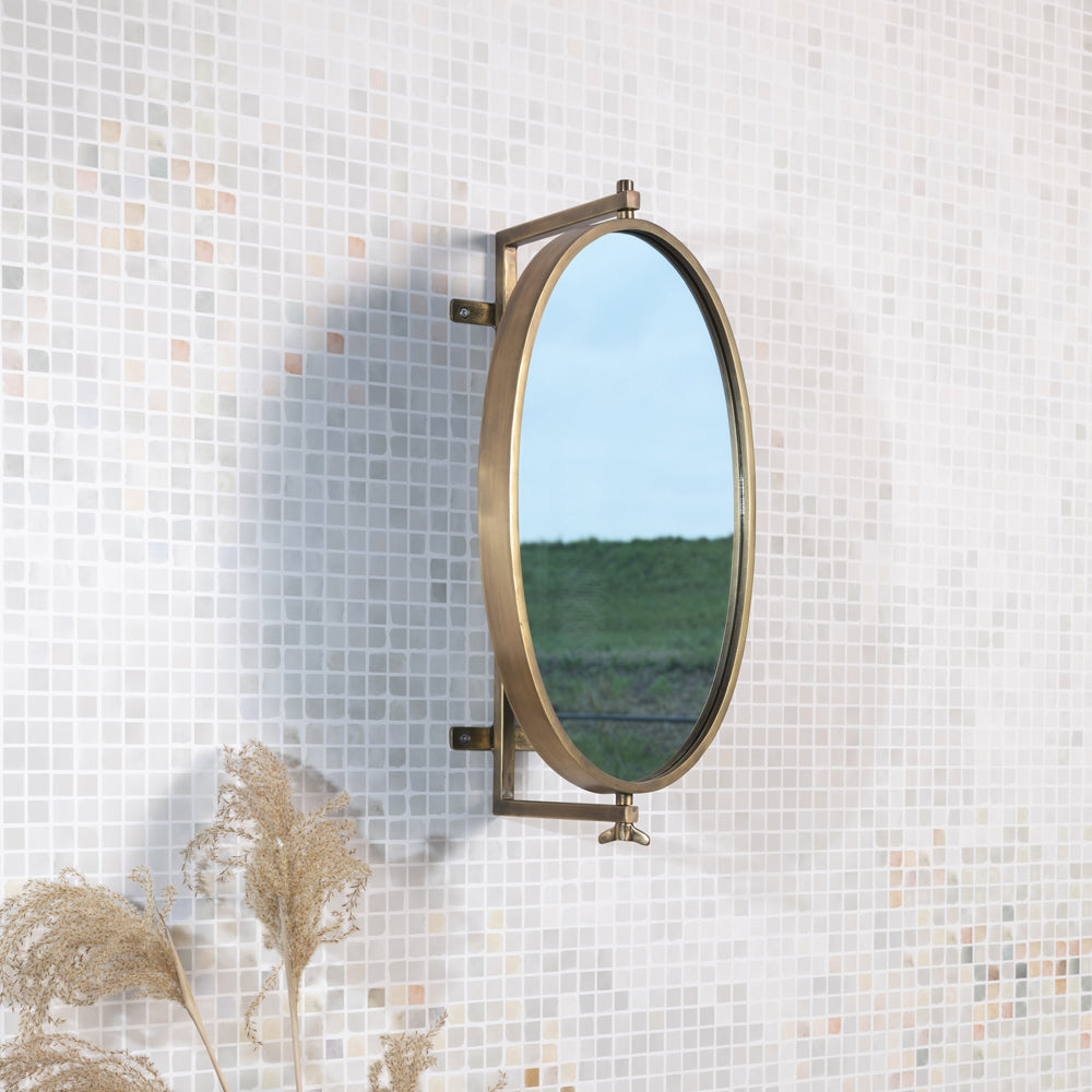 Product photograph of Olivia S Nordic Living Collection - Lasse Wall Mirror In Brass from Olivia's.