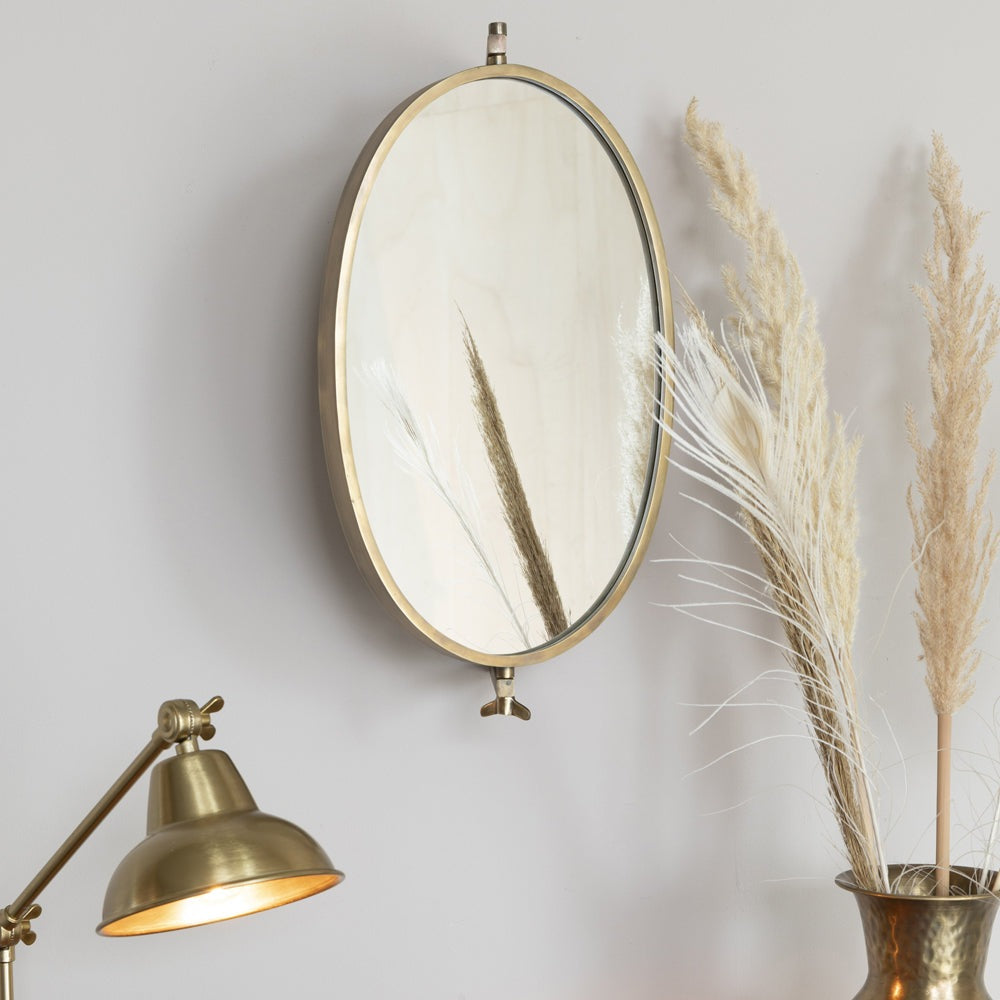 Product photograph of Olivia S Nordic Living Collection - Lasse Wall Mirror In Brass from Olivia's.