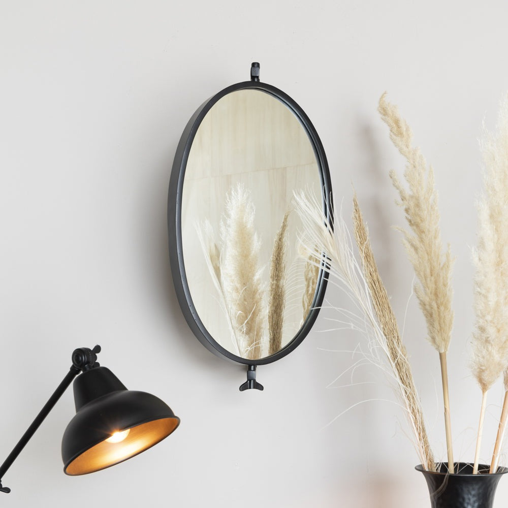 Product photograph of Olivia S Nordic Living Collection - Lasse Wall Mirror In Black from Olivia's.
