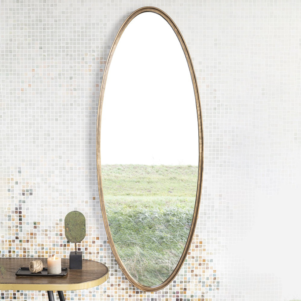 Olivias Nordic Living Collection Mo Oval Mirrorin Antique Brass Large