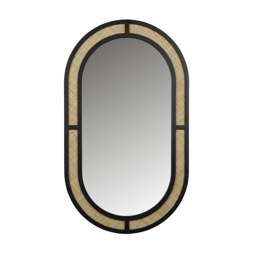 Product photograph of Olivia S Nordic Living Collection Ada Oval Wall Mirror In Black Beige from Olivia's