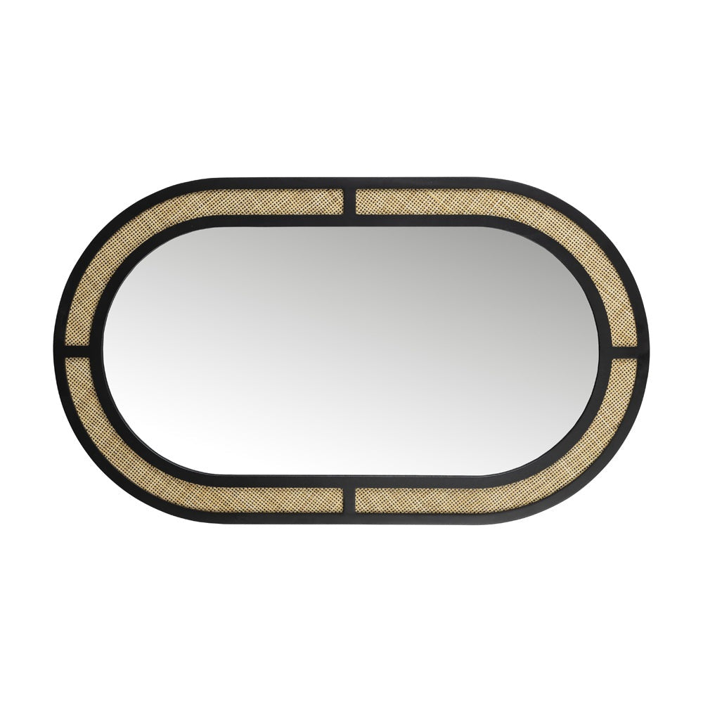 Product photograph of Olivia S Nordic Living Collection Ada Oval Wall Mirror In Black Beige from Olivia's.