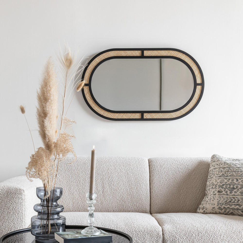 Product photograph of Olivia S Nordic Living Collection Ada Oval Wall Mirror In Black Beige from Olivia's.