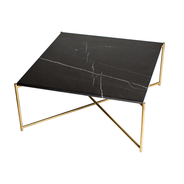 Product photograph of Gillmore Iris Black Marble Brass Frame Square Coffee Table from Olivia's