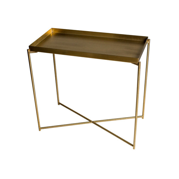 Product photograph of Gillmore Iris Brass Tray Brass Frame Console Table from Olivia's