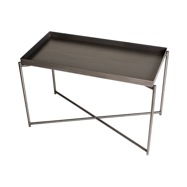 Gillmore Iris Gun Metal Tray And Gun Metal Frame Rectangular Side Table