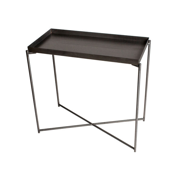 Gillmore Iris Gun Metal Tray Gun Metal Frame Console Table