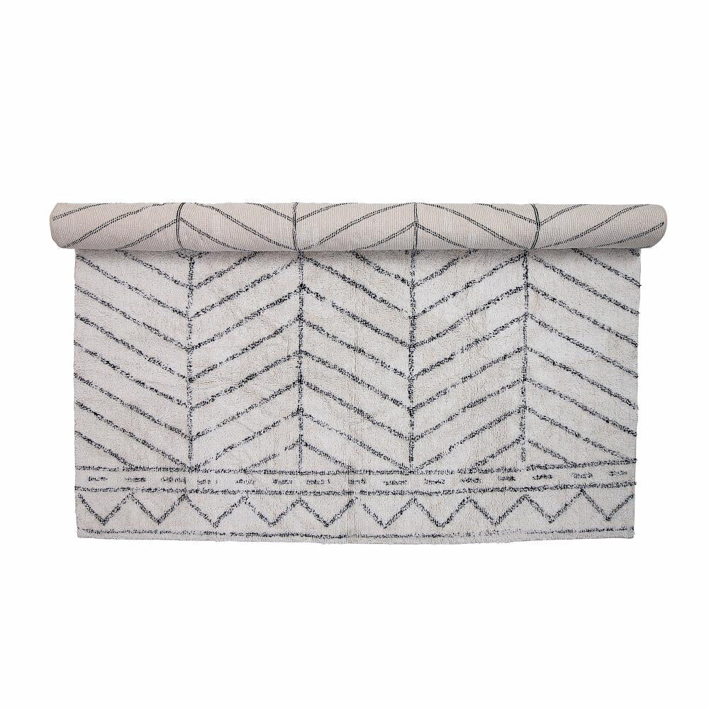 Product photograph of Bloomingville Oiva Cotton Rug In Grey White from Olivia's