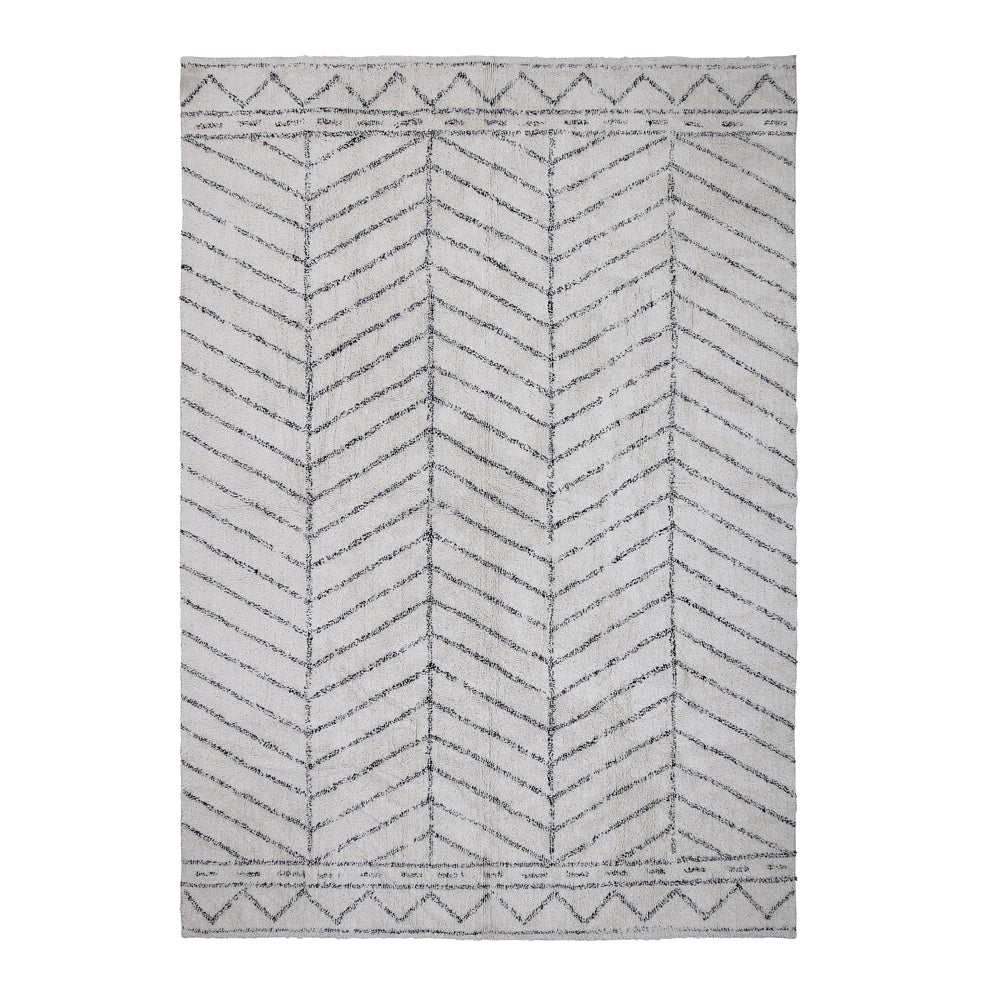 Product photograph of Bloomingville Oiva Cotton Rug In Grey White from Olivia's.