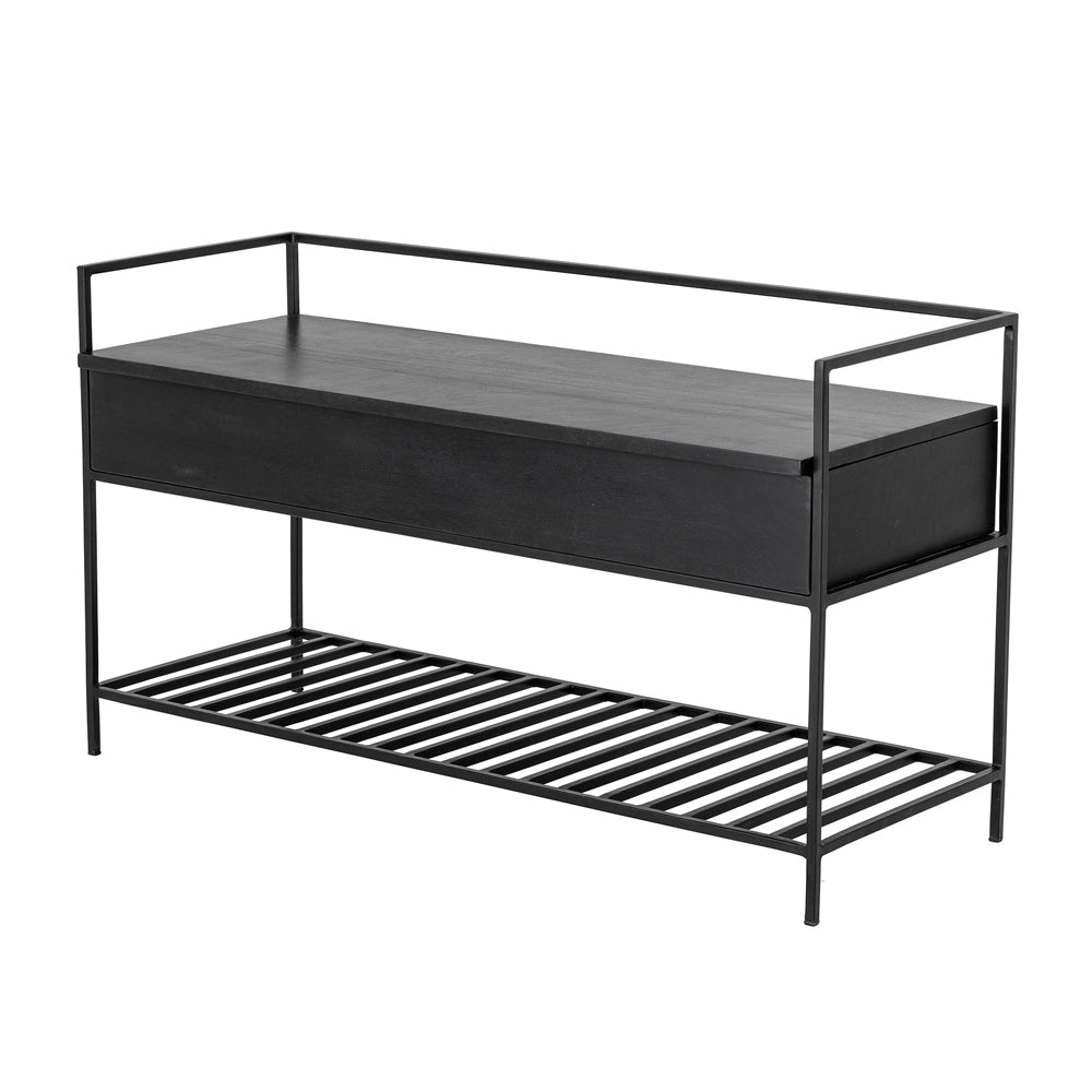 Product photograph of Bloomingville Abelone Bench In Black Mango Wood from Olivia's.