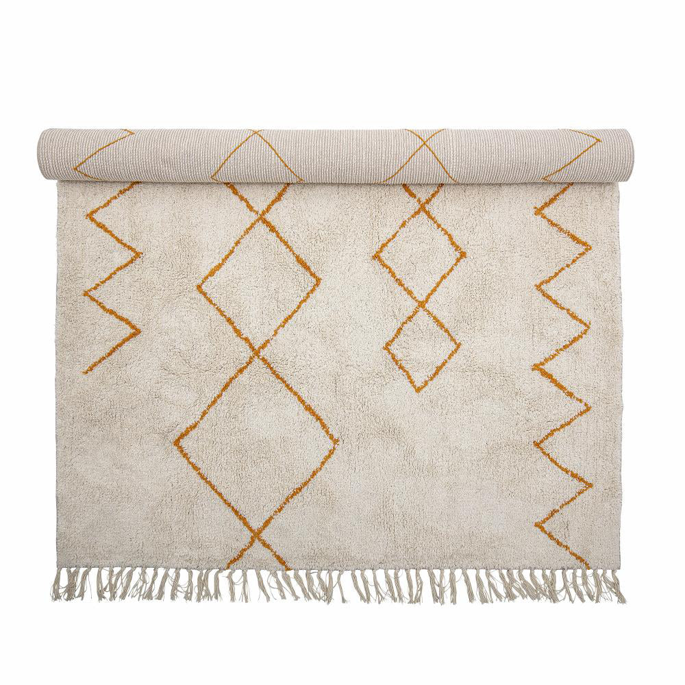 Product photograph of Bloomingville Huso Cotton Rug In Yellow from Olivia's