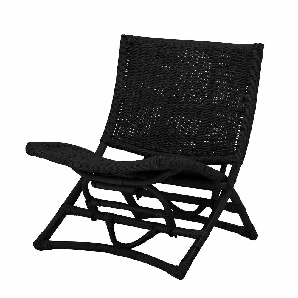 Product photograph of Bloomingville Baz Rattan Lounge Chair In Black from Olivia's