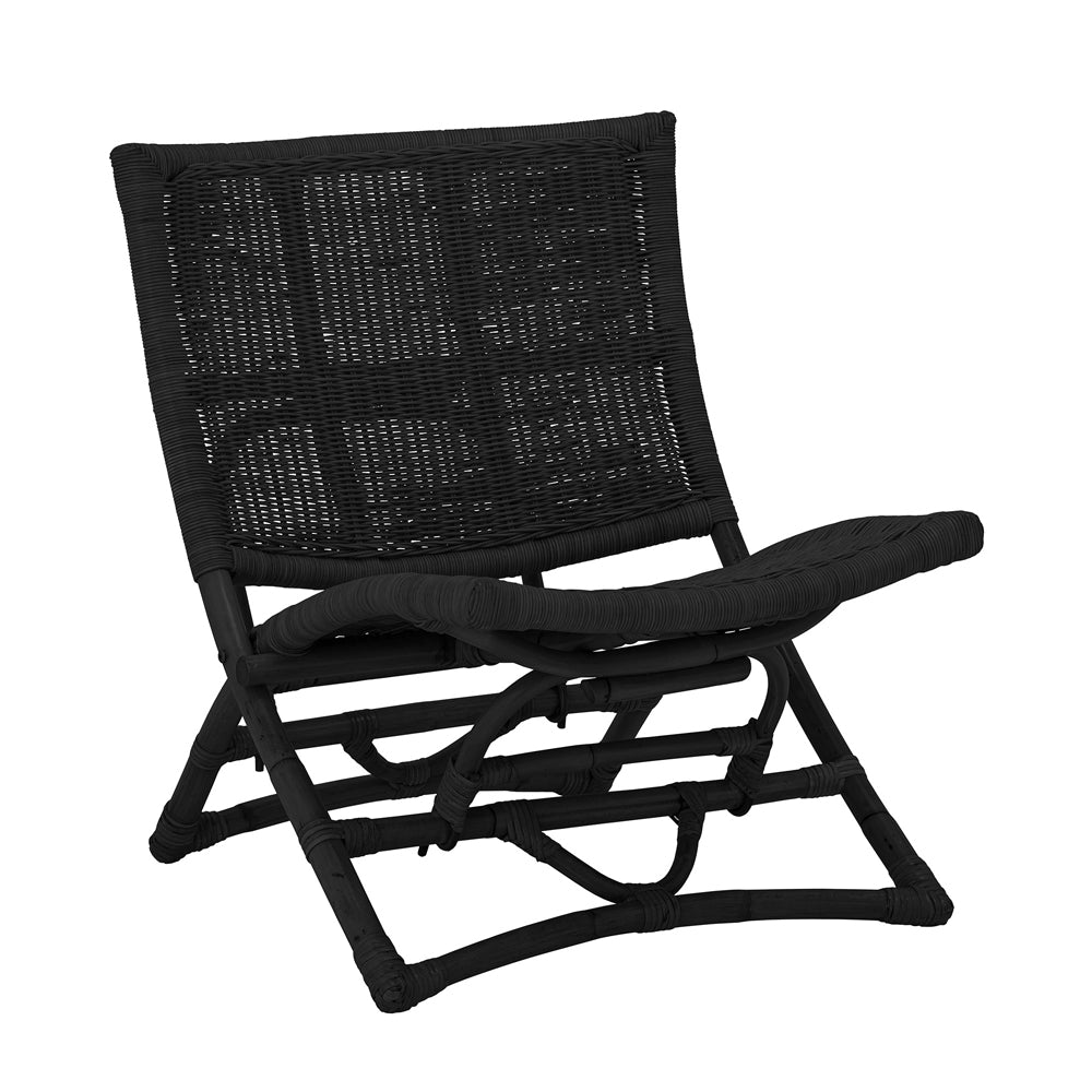 Product photograph of Bloomingville Baz Rattan Lounge Chair In Black from Olivia's.