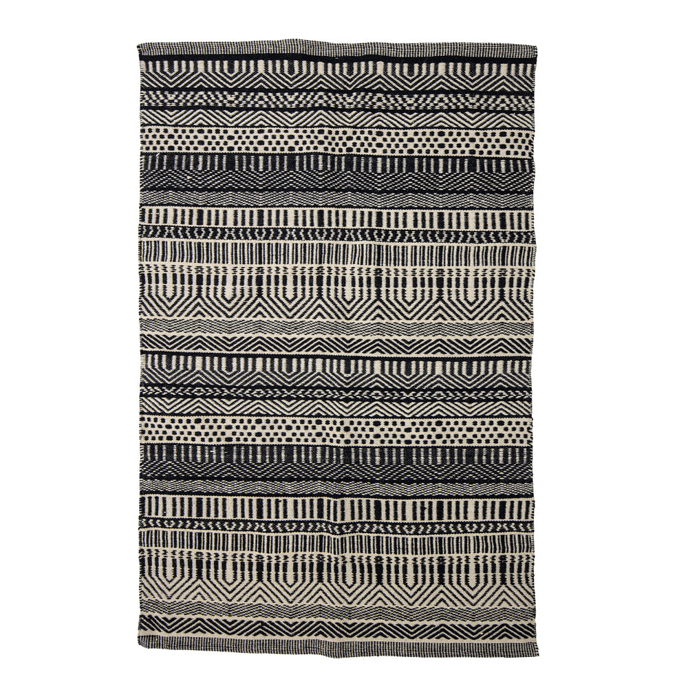 Product photograph of Bloomingville Joob Wool Rug In Black from Olivia's.