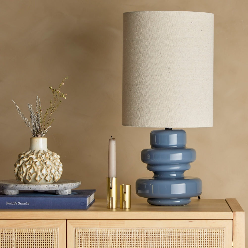 Product photograph of Bloomingville Fabiola Table Lamp In Blue Glass from Olivia's.