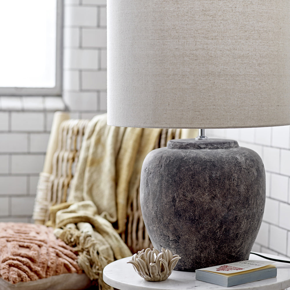 Product photograph of Bloomingville Isabelle Table Lamp In Natural Stoneware from Olivia's.