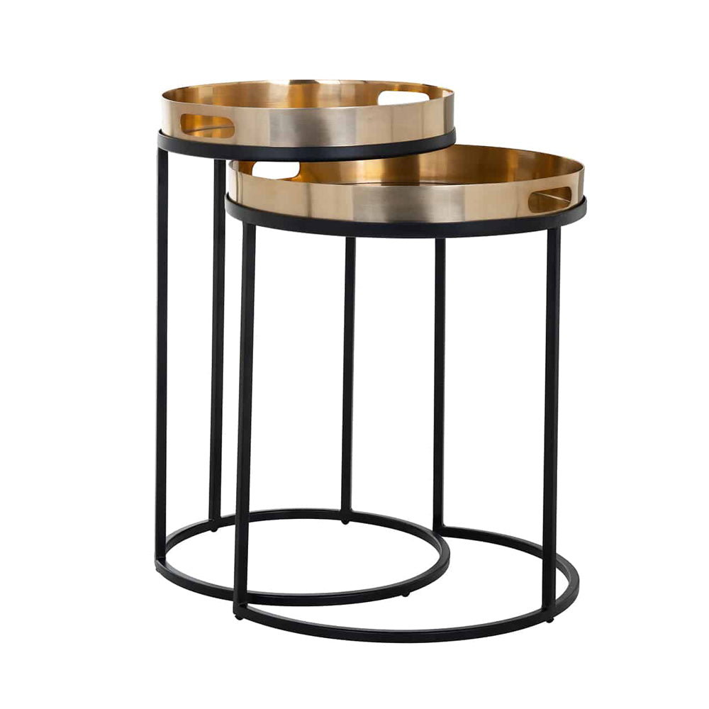 Product photograph of Richmond Lewis Gold And Black Nest Table from Olivia's