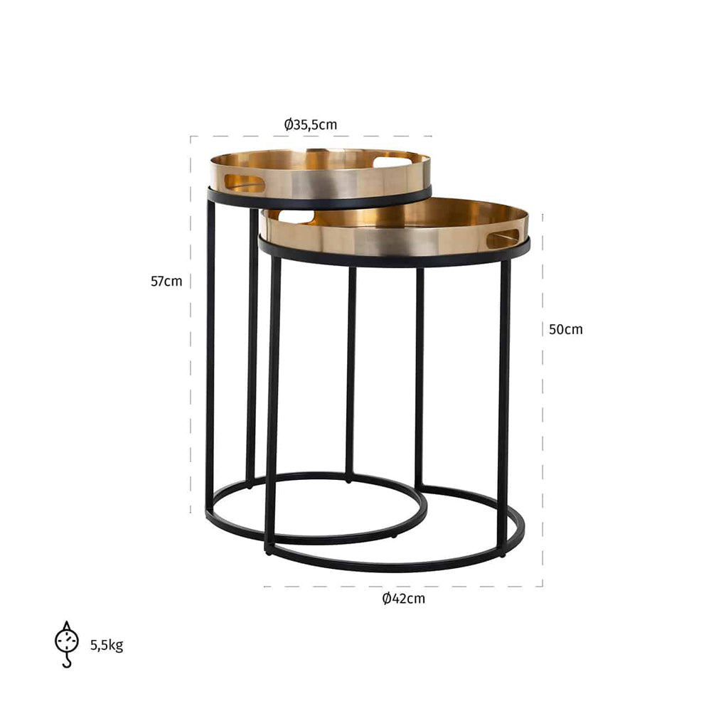 Product photograph of Richmond Lewis Gold And Black Nest Table from Olivia's.
