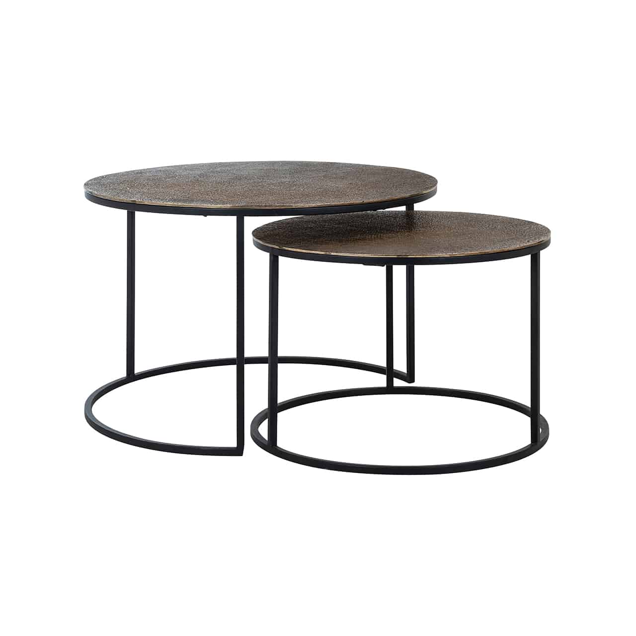 Richmond Arsenio Set Of 2 Coffee Tables In Brushed Gold