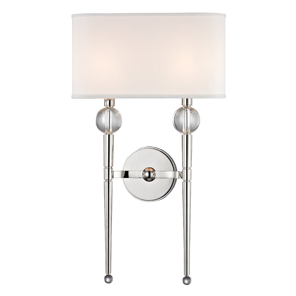 Product photograph of Hudson Valley Lighting Rockland Silver Base And Off White Shade Wall Light from Olivia's