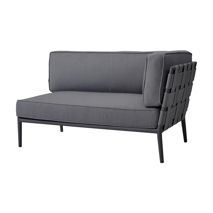 Product photograph of Cane-line Conic 2-seater Outdoor Sofa Left Module Grey from Olivia's