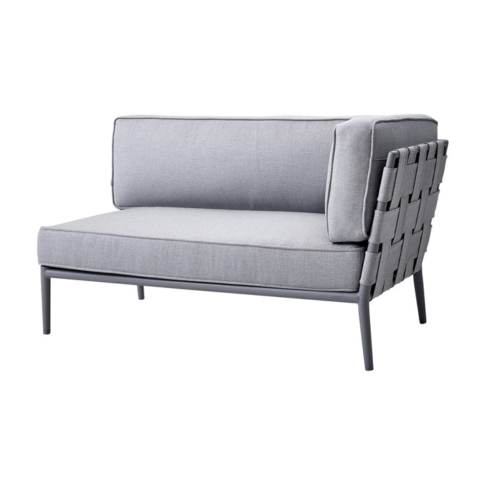 Product photograph of Cane-line Conic 2-seater Outdoor Sofa Left Module Light Grey from Olivia's