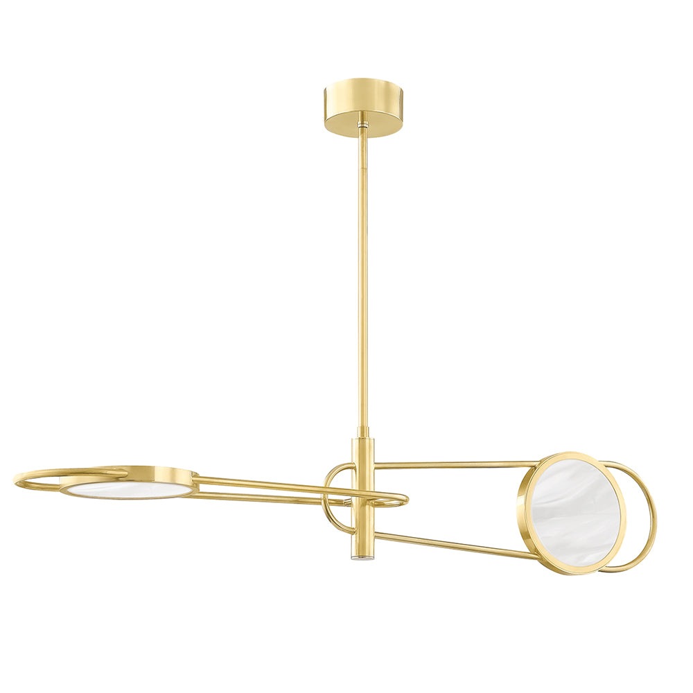 Hudson Valley Lighting Jervis Brass Base And Off White Shade 2 Pendant