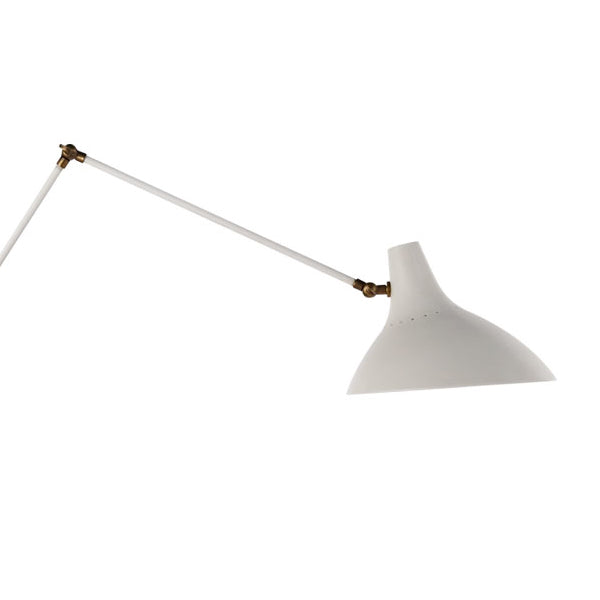 Product photograph of Andrew Martin Charlton Floor Lamp White And Brass from Olivia's.