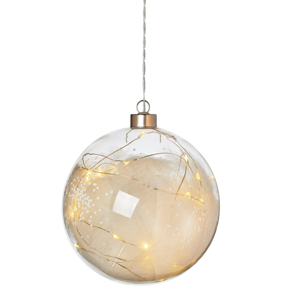 Product photograph of Ball Of Light Large Feathers Bauble from Olivia's.