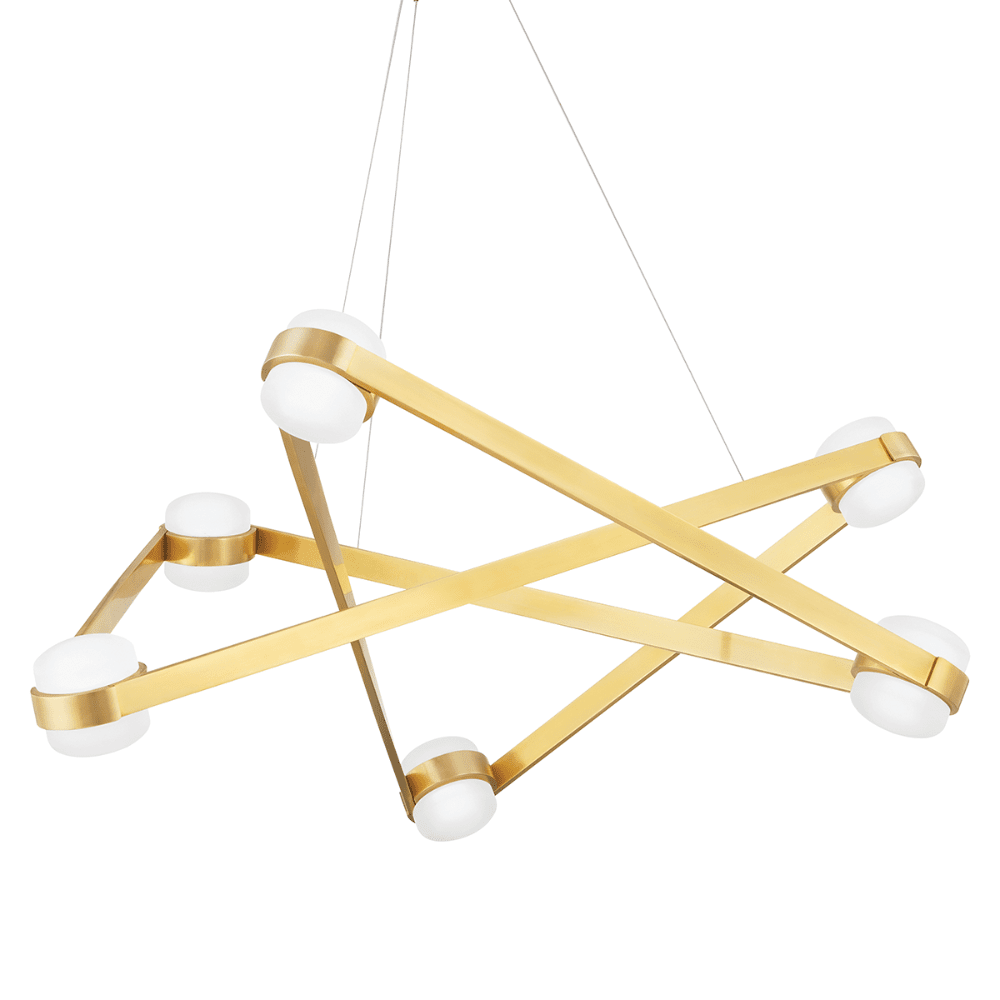 Product photograph of Hudson Valley Lighting Orbit 6 Light Chandelier In Aged Brass from Olivia's