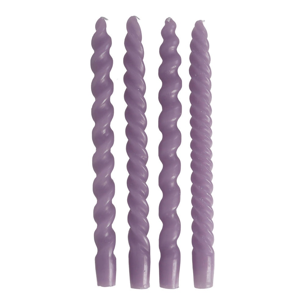 Product photograph of Libra Urban Botanic Collection - Set Of 4 Twisted Dinner Candles Periwinkle from Olivia's