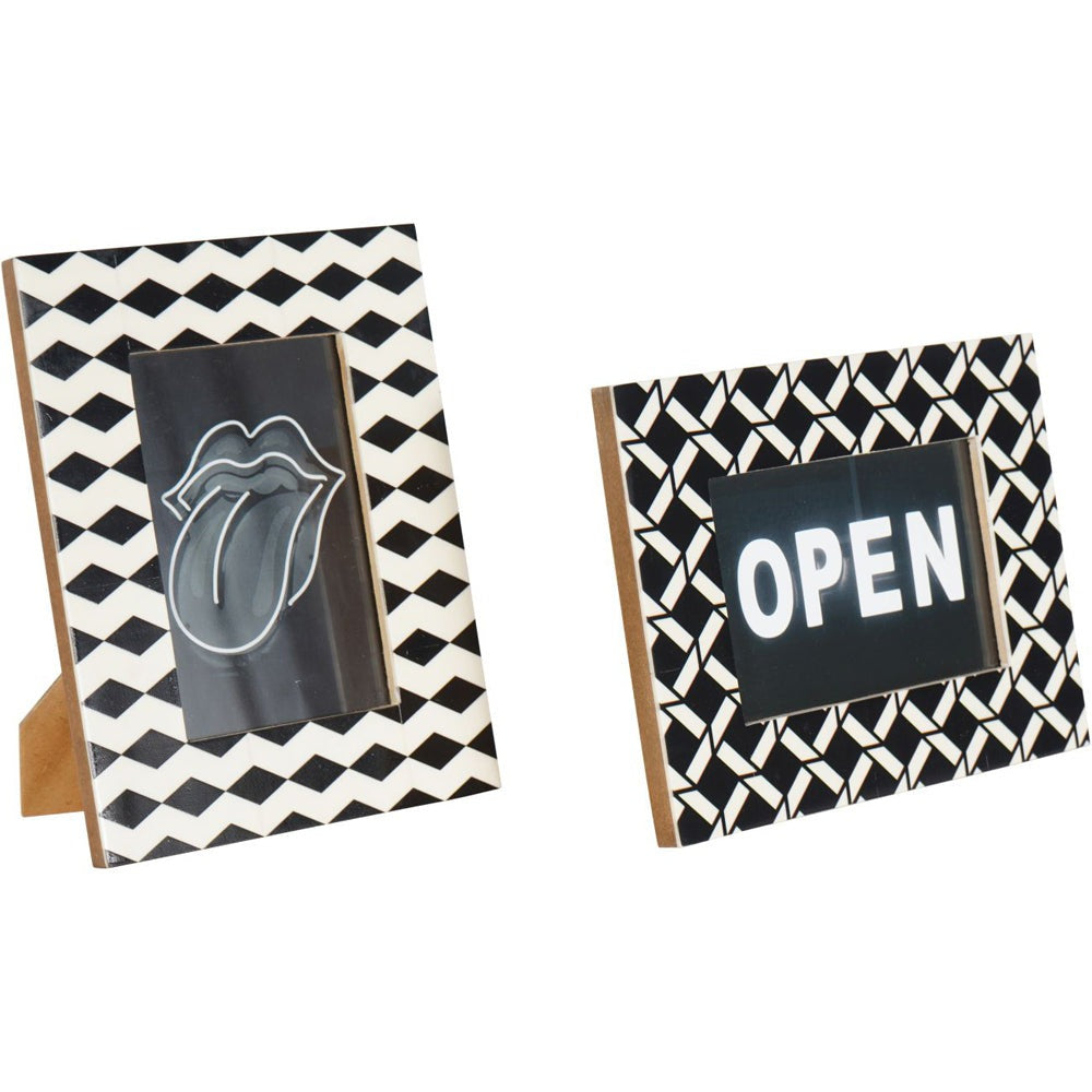 Product photograph of Libra Interiors Anya Photoframe In Black And White from Olivia's.