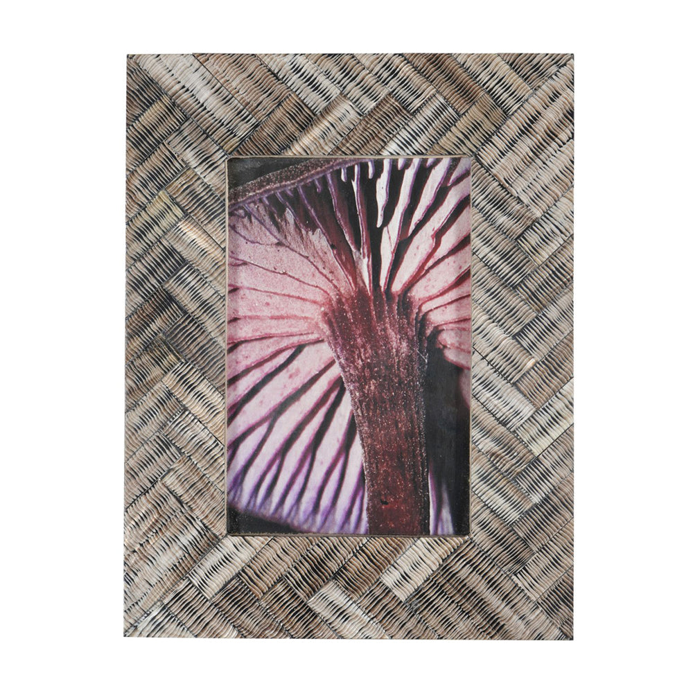 Product photograph of Libra Calm Neutral Collection - Herringbone Brown Horn Photo Frame from Olivia's.