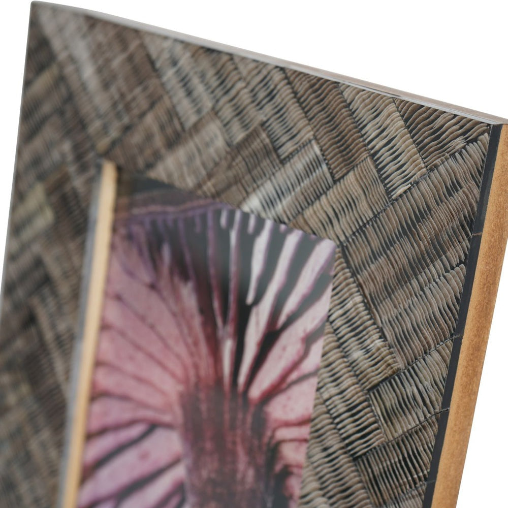 Product photograph of Libra Interiors Herringbone Brown Horn Photo Frame from Olivia's.