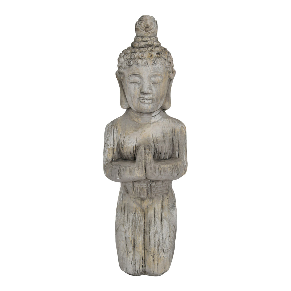 Product photograph of Libra Urban Botanic Collection - Kneeling Concrete Buddha Sculpture from Olivia's
